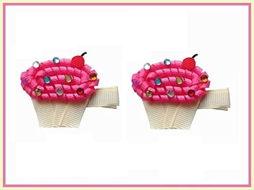 2pc Set Yummy Cupcake Hair Bow Clips