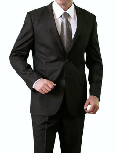 Classy Mens Black Peak Lapel Two Button Slim Fit Suit