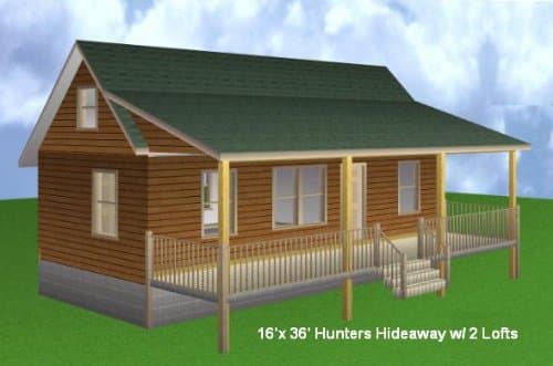 16x36 Cabin w/ 2 Loft Plans Package, Blueprints, Material List