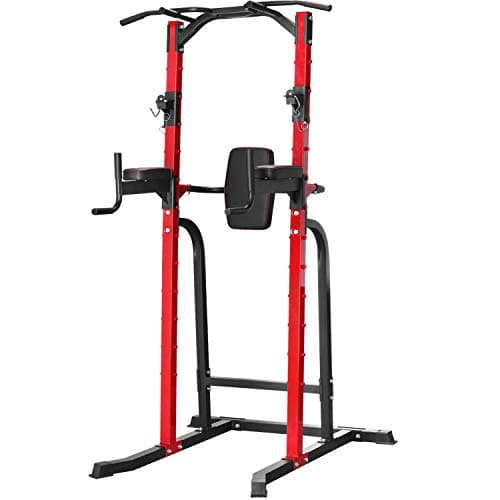 Wesfital Power Tower Wide Dip Stands, Pull-Up Bars Squat Rack Strength Training Workout Equipment for Fitness Home Gym