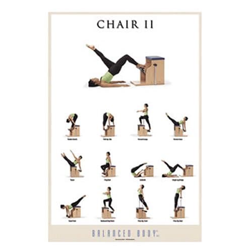 Balanced Body Chair II Poster, Educational Guide Pictures for Pilates Equipment, Exercise Wall Decor for Pilates Studio, 24 x 36 Inches