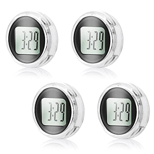 Waterproof Motorcycle Digital Clock, 4-Pack, 1.1 Inch Diameter