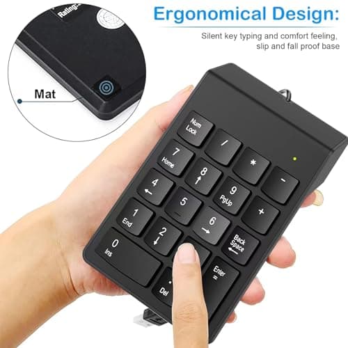 1Goal USB Numeric Keypad Numpad Portable Slim Mini Number Pad Keyboard for Laptop Desktop Computer PC, ChromBook, Surface Pro Notebook, Tax Number Calculate, Office Travel & Home Key Black (1G-NUMPAD)