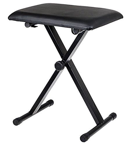 Black Adjustable Piano Keyboard Bench Leather Padded Seat Folding Stool Chair