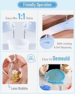 Nicpro 8 Ounce Crystal Clear Epoxy Resin Kit, Food Safe DIY Starter Epoxy Resin for Art Craft, Canvas Painting, Molds Pigment Jewelry Making, Resin Coating and Casting