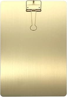A4 Gold Clipboard, Metal Menu Clip Board with Binder Clip, Folder Plate Writi...