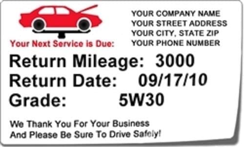 Striker - Your Next Service is Due Car Lift Static Cling Roll - 500 per Roll (Pack of 1 Roll)