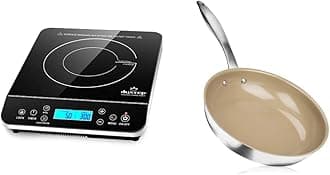 Duxtop Portable Induction Cooktop, Countertop Burner with LCD Sensor Touch, 1800 Watts, Ceramic Non-stick & Stainless Steel Frying Pans, 9.5-Inch Stir Fry Pan