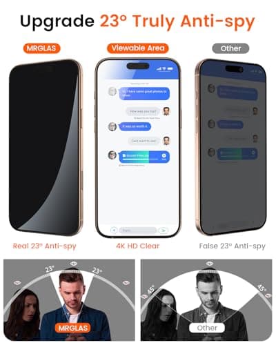 MRGLAS 4-Pack TOP 9H+ Glass for iPhone 15 Pro Max Privacy Screen Protector [Auto Alignment Kit] [10X Military Protection, 100% Anti Spy] UNBREAK Tempered Glass 6.7 inch Longest Durable Case-Friendly
