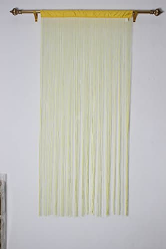 Octorose String Thread Fringe Curtain Panel 40x110 in Door/Window/Room Divider or Party Events (Yellow)