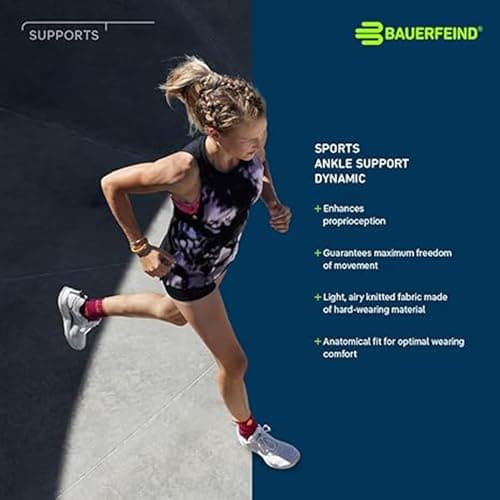 Bauerfeind Sports Ankle Support Dynamic - Ankle Compression Sleeve for Freedom of Movement - 3D AirKnit Fabric for Breathability - Premium Quality & Washable (XXL, Rivera)