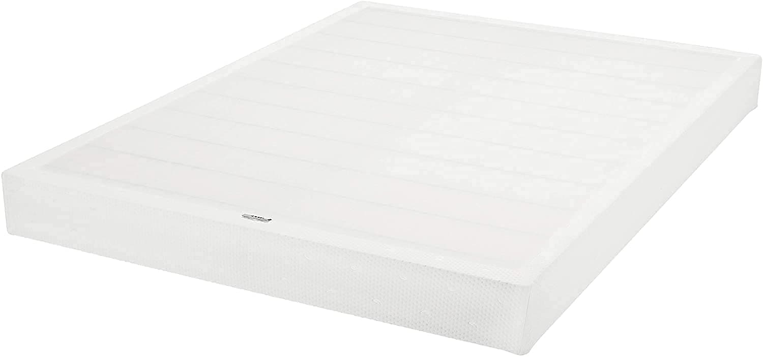 Amazon Basics Sturdy Smart Box Spring Bed Base, 7-Inch Height Mattress Foundation, Tool-Free Easy Assembly, Full, 74" x 53" x 7", White