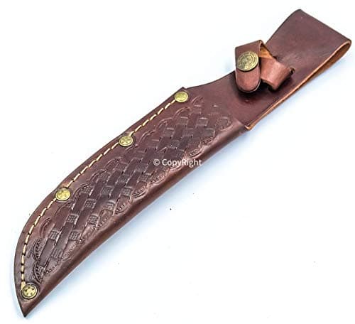 10" Handmade Real Leather Sheath for Fixed Hunting Blade Knife Engraved/Belt Loop