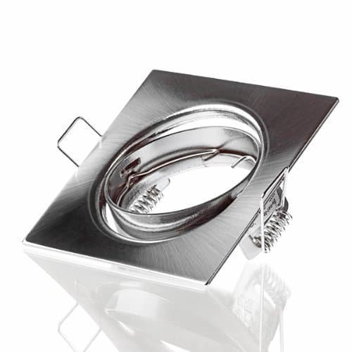 Sweet Led Recessed Frame for Halogen and LED Rotation, Square, Brushed Chrome, Includes GU10 Fitting