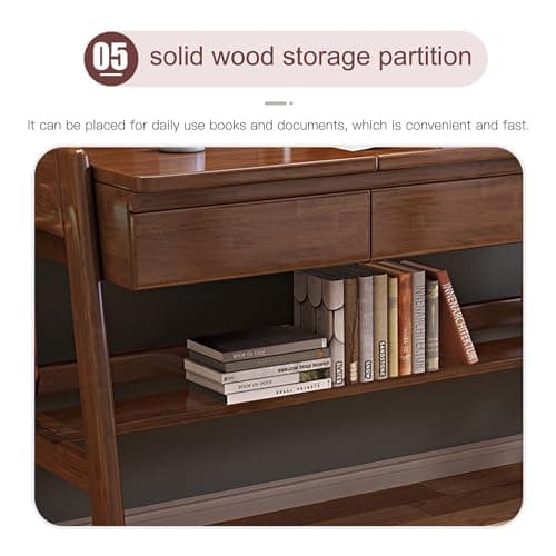 Kids Study Desk and Chair Set Multifunctional Solid Wood Desk for Kids Room 6-18 Height Adjustable Children School Study Desk with 0-60° Tilt Desktop, for Boys Girls (Color : Natural, Size : 100x60x