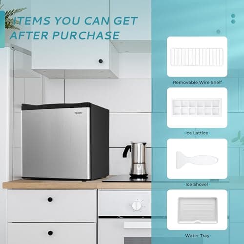 EUHOMY 46L Mini Fridge with Freezer, Reversible Single Door Compact Refrigerator, Adjustable Thermostat, Energy Saving, Mini Fridge for Bedroom, Office, Dorm, Silvery