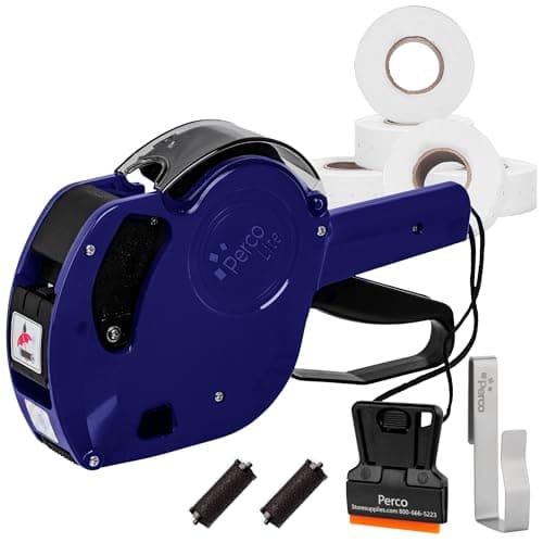 Lite 1 Line Dater Gun with Labels Kit - Includes 5,000 Blank White Labels, 2 Ink Rollers, 1 Ink roll and Labels Pre-Loaded