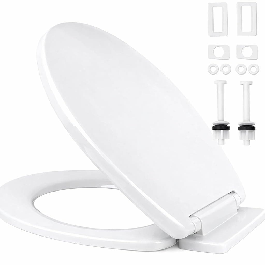 Ram® White Soft Close Toilet Seat with Quick Release for Easy Clean Loo Toilet Seat with Adjustable Hinges Standard O Shape Toilet Seat