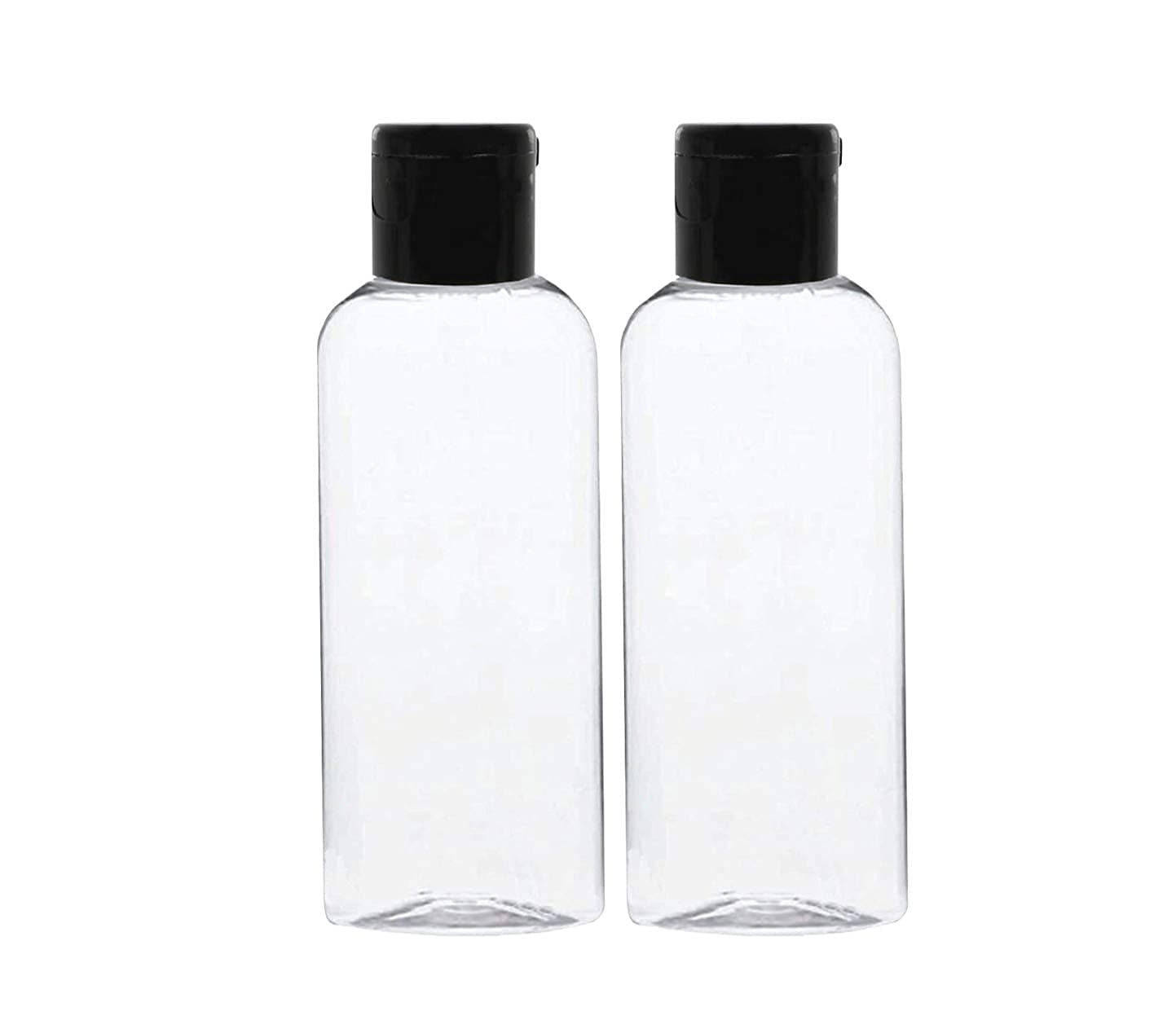 100ml Empty Plastic Flip Top Bottles With Black Caps For Travelling, Lotion, Shampoo, Oil, Costemic Containers Use (Pack of 2)