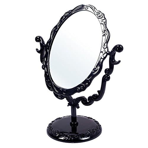 STRONGCLOUD 1pc Desktop Rotatable Gothic Small Size Butterfly Mirror Black Acrylic Frame And Stand