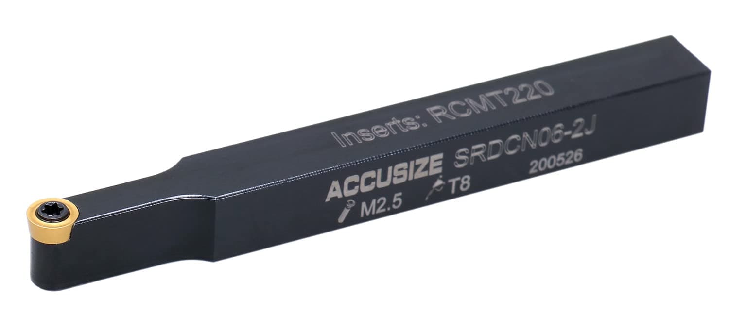 Accusize Industrial Tools 3/8 x 3-1/2 in SRDCN06-2J Indexable Toolholder for RCMT220 Inserts, 2376-0006