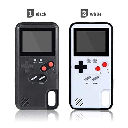 Gameboy Case for iPhone XR, Chu9 Retro 3D Playable Gameboy Cover Case with 36 Classic Games, Handheld Color Screen Video Game Console Case for iPhone (Black, iPhone XR)