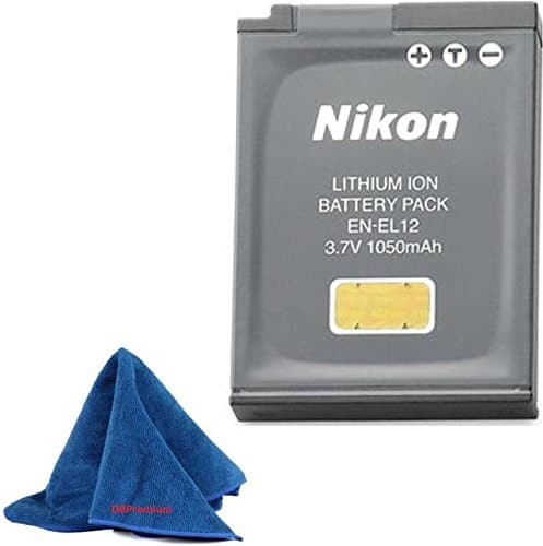Nikon EN-EL12 Rechargeable Li-Ion Battery (BULK PACKAGING) + Microfiber Cloth for Nikon Coolpix