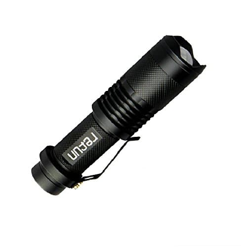 Tactical Led Flashlight Torch, Refun SK98 High-Powered Flash Light, Rechargeable Tac Light, Water Resistant Handheld Flashlight with Zoom Function and 5 Modes(2pcs 18650 Battery and Charger Included)