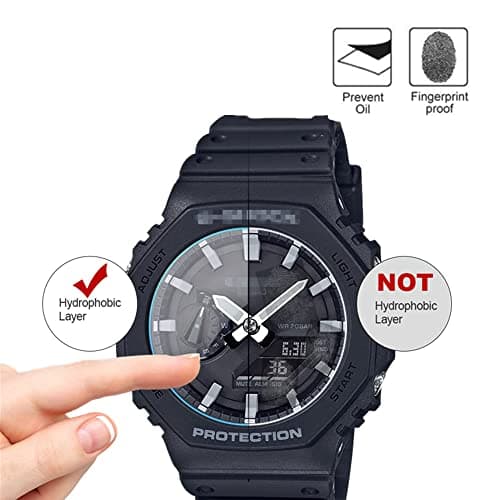 (Pack of 3) Compatible with Casio GA-2100 Screen Protector, 9H Anti-Scratch Premium Genuine Tempered Glass Screen Protector for G-SHOCK GA-2100 / GA-B2100 / GA-2000 Smartwatch