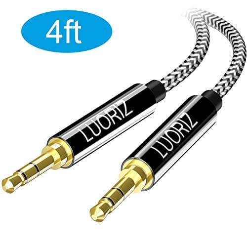 Audio Cables 3.5mm Aux Cable (4ft / 1.2m) Stereo Cables Nylon Braided Male to Male AUX Cord for Headphones, Car/Home Stereos, iPod, iPhones, iPads, Samsung, Sony, Echo Dot, MP3 & More