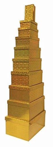 SET OF 10 NESTED RECTANGLE HOLOGRAPHIC METALLIC GIFT STORAGE BOXES