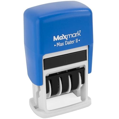 MaxMark Self-Inking Rubber Date Office Stamp with Received Phrase & Date - Blue Ink (Max Dater II), 12-Year Band