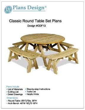 Classic Round Picnic Table Set Woodworking Plans / Pattern, #ODF13