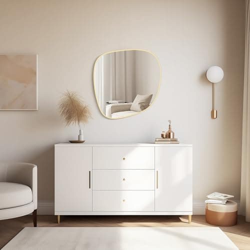 WallBeyond Asymmetrical Mirror, Irregular Wall Mirror, Wall Mirrors Decorative for Bedroom Living Room Entryway Hall, Unique Wall Mirror 27" H x 26" W, Gold