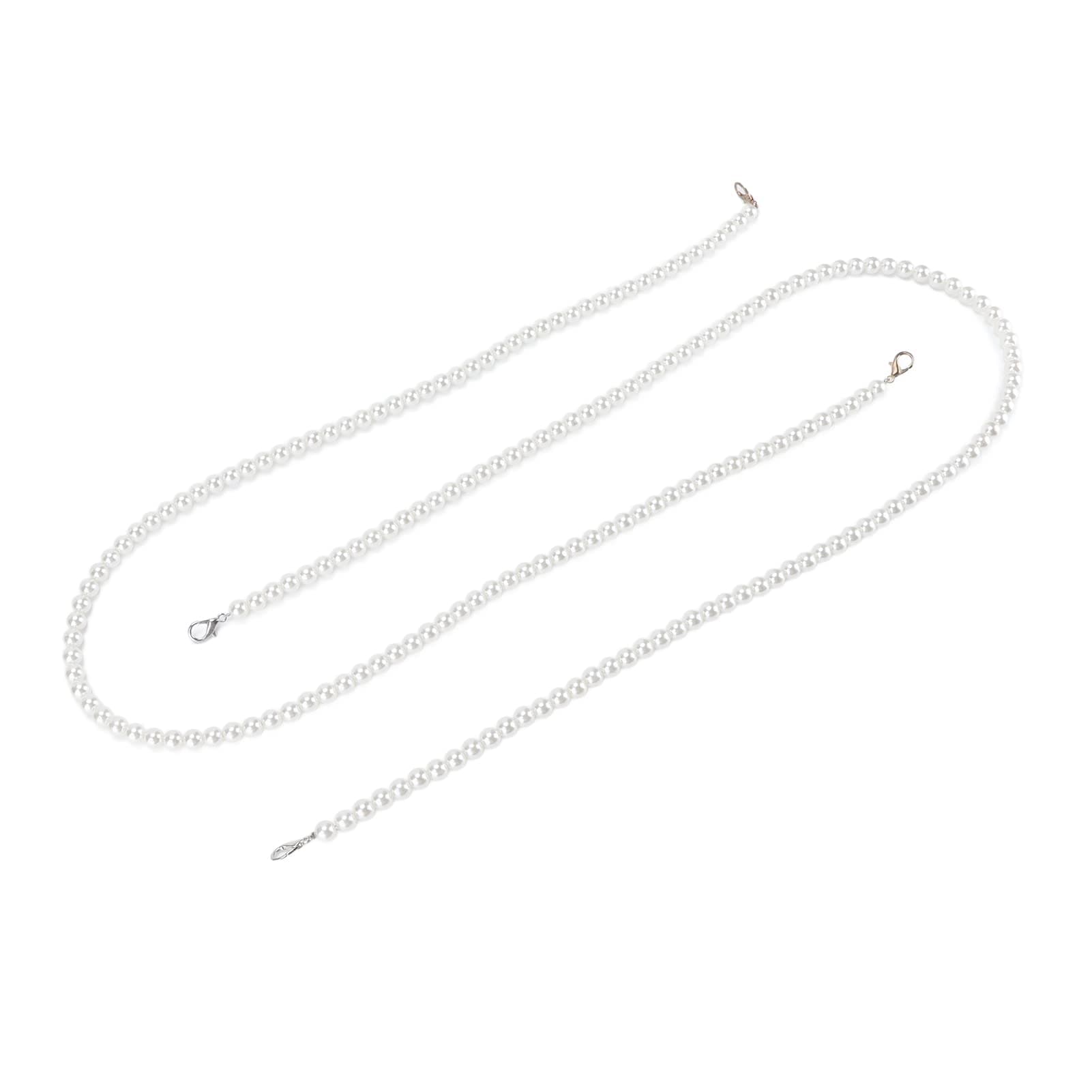 Bag Strap, Imitation Pearl Chains Fashionable Concise Unbreakable Charming Exquisite Shiny for Mobile Phones Decorations for Bags Accessories(1m)