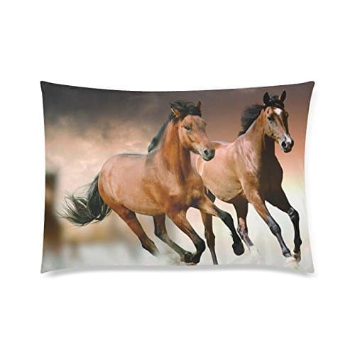 INNNOISEEM Decorative Personalized Throw Horse Pillow Cover case Rectangle Size 20x30 Soft Microfiber Polyester Pillowcase Include a Mobile Phone Stand Set for Gift in Bedroom Couch Car (fine Horses)