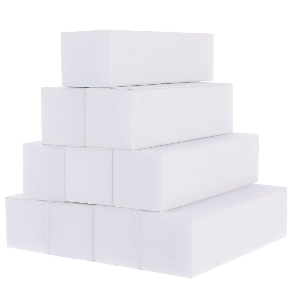 10 Pcs Professional Salon Nail Buffer Sanding Block - White, Finger Manicure Pedicure Tools for Home and Salon Use (95*25*25MM)