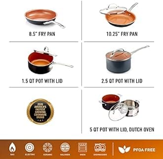 Gotham Steel 10-Piece Kitchen Nonstick Frying Pan and Cookware Set