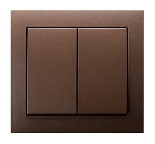 Double Big Button Indoor Light Switch Click Wall Plate Metallic Brown