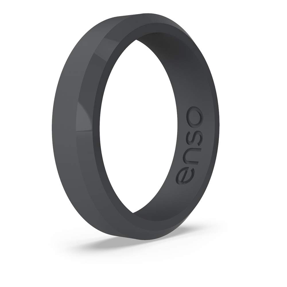 Bevel Thin Silicone Wedding Ring – Hypoallergenic Unisex Stackable Wedding Band – Comfortable Minimalist Band – 5.08mm Wide, 2.16mm Thick