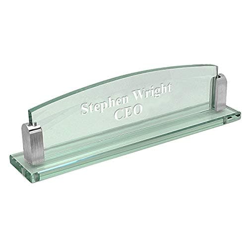 Personalized Glass Desktop Name Plate with Custom Engraving