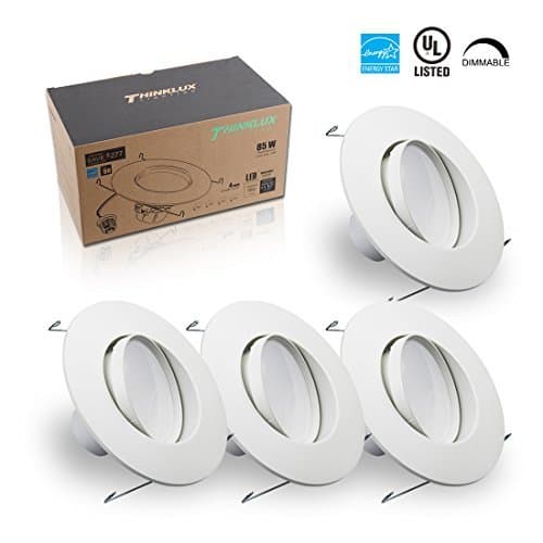 5/6" LED Rotatable Gimbal Downlight, High CRI 90+, ENERGY STAR, 13W (90W Replacement), 3000K (Warm White), Retrofit LED Recessed Lighting Fixture, LED Ceiling Light, Dimmable
