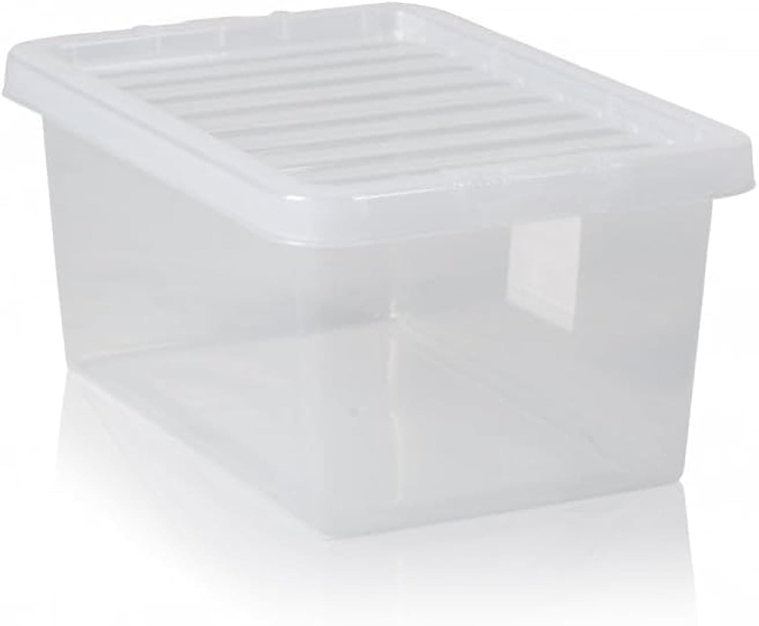 PACK OF 2 Large Storage Box with Lid Strong Plastic Stackable Nestable Container Home Office Clear (11 Litre)