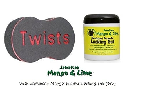 Twists Magic Barber Sponge Brush for Coils, Dreads, Twists PLUS 6oz Jamaican Mango & Lime Gel or Wax (Locking Gel)
