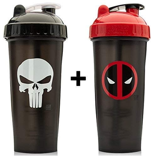 2 x Marvel Protein Shaker Bottles 800ml (Punisher & Deadpool)