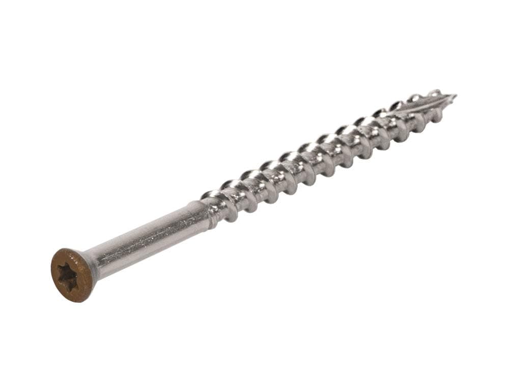DeckWise #8x2-1/2" Stainless Steel Trim-Head Deck Screws, Hardwood Brown, T15 Head, Covers 50 Sq. Ft. of Decking (100 Pack)