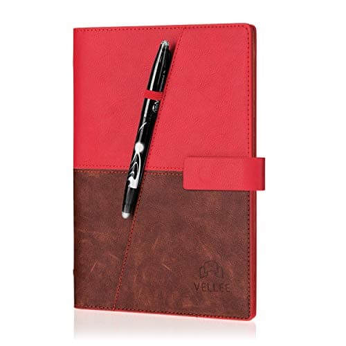 Reusable Smart Erasable Leather Notebook, Journal Writing Notebook, Hardcover Executive Notebook, Heat Wet Erase, Wide Ruled Paper, Blank Paper, Erasable Pen, Cloud Storage, 108 Pages, A5, Nobel Red