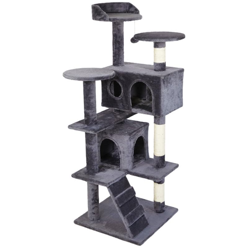 PetVogue Large Cat Tree Condo with Sisal Scratching Posts, Perches, Houses, Hammock, Dangling Ball | Cat Tower for Indoor Cats | Kitty Activity Centre Kitten Play Multilevel House for Multiple Cats