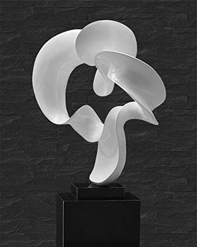 Large White Extravagant Abstract Sculpture on Black Marble Base. Height 83 cm. Shown In Lacquer White Galerie Marble Base 70 x 40 x 30 cm/50 kg for 399 Euro Available.
