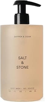 Salt & Stone Body Wash with Antioxidants for Deep Moisture | For Women & Men, Sulfate, Paraben, & Dye Free, Leaving Skin Soft and Hydrated | Saffron & Cedar 15.2 fl oz